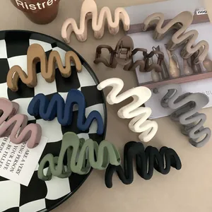 High-quality matte wavy hair claw clips in multiple solid colors for a Korean style look