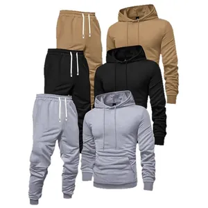 Men's sports hoodie and sweatpants set in 3 colors for autumn and winter seasons