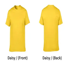 Front and back views of a Daisy yellow 205g ring-spun cotton crew neck T-shirt