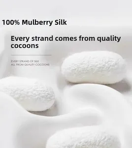 Detail of raw silkworm cocoons on fabric for 100% mulberry silk scarf quality view