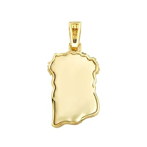Polished gold hip-hop Jesus head pendant back view for men's jewelry collection