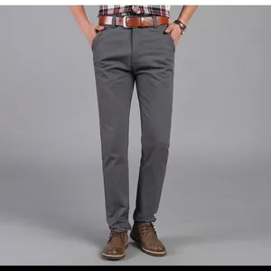 Pantalon de ville décontracté pour homme à coupe droite gris foncé avec ceinture