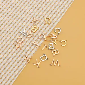 DIY gold and silver stainless steel alphabet charms with double loops for name bracelets
