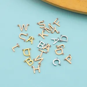 Stainless steel 26 alphabet letter charms with dual holes for DIY jewelry making