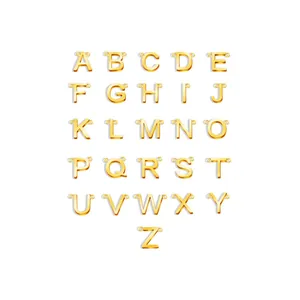 Set of 26 gold stainless steel alphabet charms with double loops for DIY jewelry
