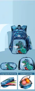 Conjunto de mochila de dinosaurio de 3 piezas con estuche y bolsa térmica para niños