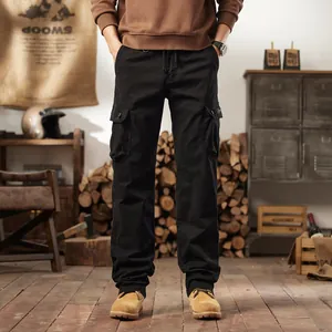 Men's Outdoor Multi-Pocket Cargo Pants Cotton Casual Straight Loose Tactical Hiking Trousers For Men Autumn Winter