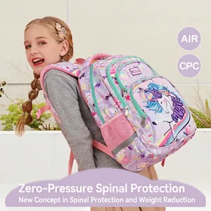 Mochila Escolar para Niños Primaria Ergonómica Impermeable Oxford Con Tira Reflectante Dibujos Animados Dinosaurio Unicornio para Niñas Niños