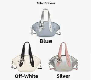 Fashionable women's bucket bags in three colors with cute metallic balloon dog charms