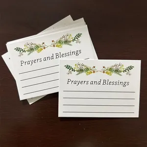 Elegant white floral prayer and blessing cards with lined writing space for gifts