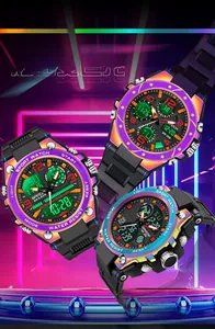 Detailed close-up of the iridescent chameleon coating on SANDA 6024 sport watch cases