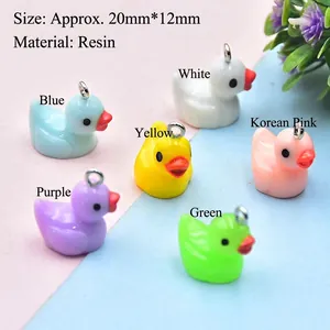 Set of six colorful 3D miniature resin duck charms for DIY jewelry and craft making