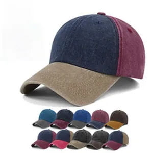 Color-block cotton 5-panel baseball cap with curved brim and multiple color options
