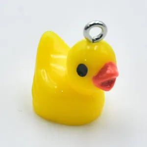 Cute cartoon resin yellow duck charm pendant for DIY jewelry and accessories