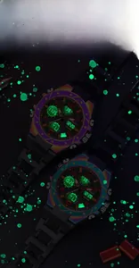 Macro detail of multi-functional sports watch with vibrant LED green luminous display