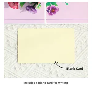 3D floral greeting card detail with a blank yellow note card for personal messages