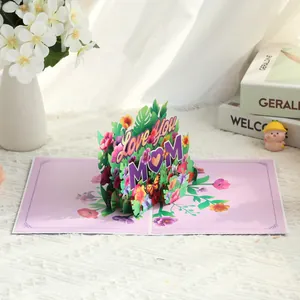 3D pop-up Mother's Day greeting card with floral design and Love You MOM text