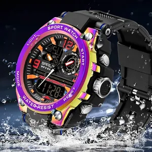 SANDA 6024 iridescent waterproof sports watch with LED backlight and digital display