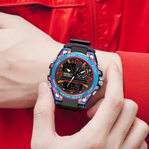 Sanda 6024 iridescent digital sport watch with LED backlight and multi-functional display