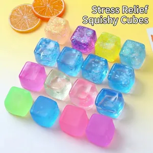 Set bunter durchscheinender Eiswürfel-Quetschspielzeuge zum Stressabbau und zur Entspannung