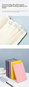 Détails du carnet A5 en cuir, papier 80g de qualité et choix de couleurs