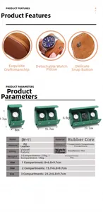 Detailed dimensions and materials for portable 1, 2, and 3 slot leather watch rolls