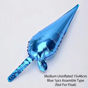 Detailed macro view of blue cone foil balloon piece for uninflated starburst decoration