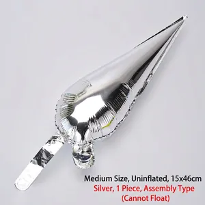 Detail of silver cone-shaped aluminum foil balloon for explosion star party decoration