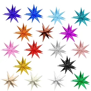 Exploding Star Foil Balloon 4D Sea Urchin Waterdrop Shape Metallic Aluminum Film Balloon For Party Birthday Wedding Decor