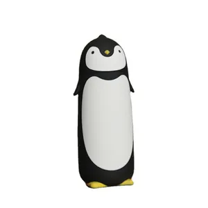 Cute cartoon penguin shaped double-layer glass water bottle for students and kids