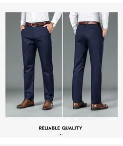 Viste dettagliate frontale e posteriore dei pantaloni eleganti in Lyocell blu navy uomo