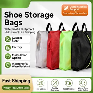 Portable Travel Shoe Storage Bag Breathable Polyester Mesh Organizer Case With Handle Dustproof For Sports Sneakers