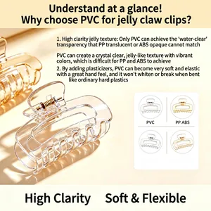 High-transparency PVC jelly hair claw clip with a flexible shark clip design for women