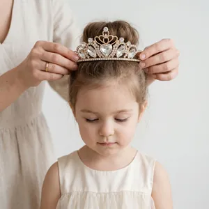 Tiara élégante en alliage doré avec strass pour anniversaires de princesse et spectacles