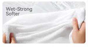 Close-up of thickened disposable bath towel showing wet durability and soft texture