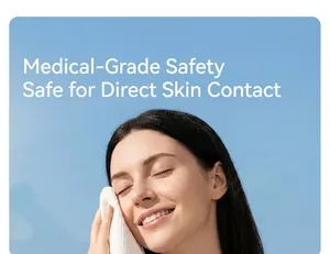 Detailed close-up of a woman using a soft textured disposable compressed face towel