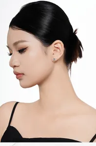 Elegant S925 sterling silver star stud earring with colorful zircon detail on ear