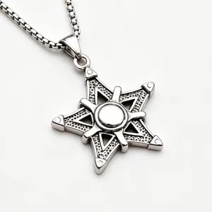 Vintage Roestvrij Staal Hip Hop Hanger Halsketting Voor Mannen Vrouwen Unisex Retro Punk Gothic Ster Kompas Schedel Kruis Blad Bijl Schelp Bedeltje Venetiaanse Ketting Sieraden
