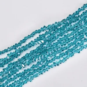 Close-up of 4mm faceted bicone turquoise crystal beads for jewelry making