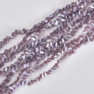 4mm electroplated triangular faceted glass crystal beads for DIY jewelry making