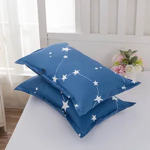 Modern blue minimalist pillowcases with white constellation pattern, pair for bed