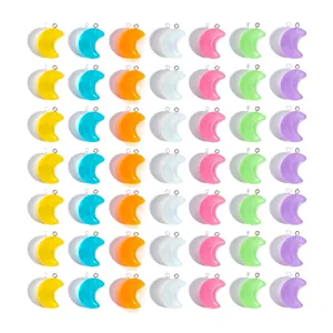 Acrylic Resin Crescent Moon Pendant Jelly Color DIY Keychain Jewelry Making Accessories For Women Girls Candy Color Charms