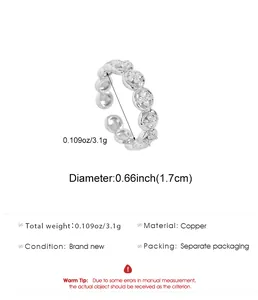 Detailed specifications of silver flower zircon open ring made of copper material