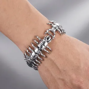 Bold punk style 3D centipede stainless steel bracelet for men, edgy hip-hop jewelry piece