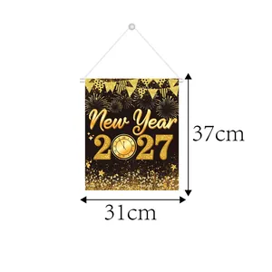 Detailed product view of 2027 New Year party hanging banner with 31x37cm dimensions