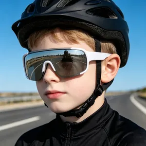 Children's outdoor cycling sunglasses with UV protection and white windproof frames