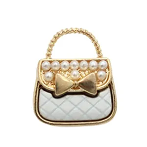 Elegant mini pearl handbag charm gold alloy pendant for DIY jewelry making and hair accessories