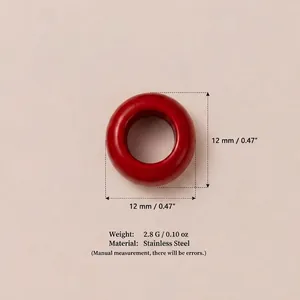 Roter Edelstahl Donut Perlenanhänger Charme mit 12 mm Durchmesser Maßangabe