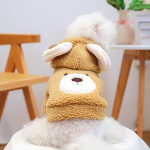 Felpa Calda in Velluto d'Agnello con Orso per Animali Gilet in Pile a Quadri Cappotto Cane Inverno Autunno Vestiti per Cuccioli