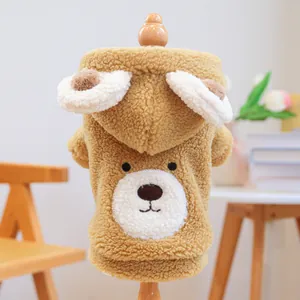 Accogliente felpa con cappuccio a forma di orso per cani piccoli e gatti in sherpa.